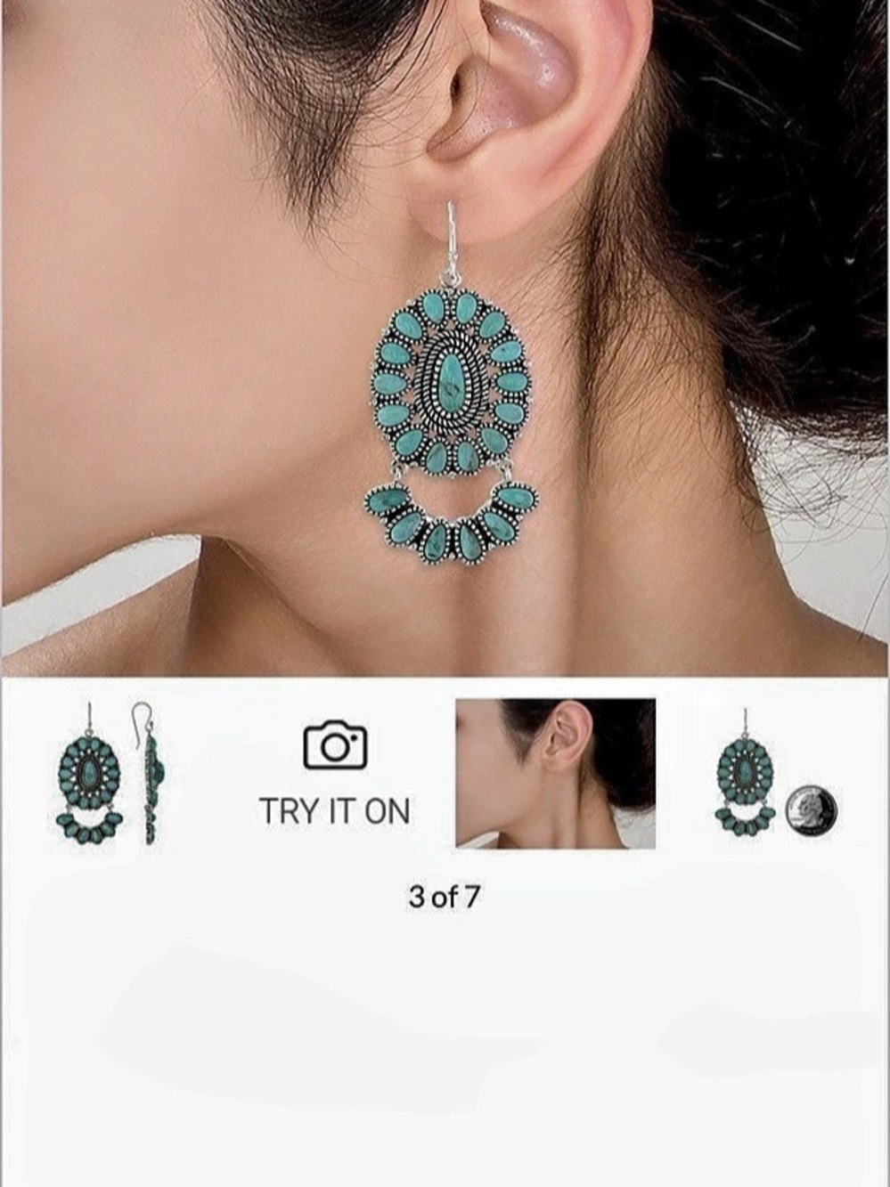 Southwest Style by JTV Blue Turquoise Silver Dangle Earrings